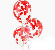 Прозрачные шары с красным конфетти
