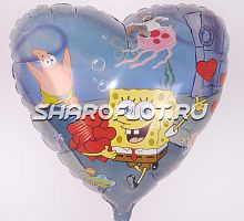 Сердце Спанч Боб с сердечками 40см