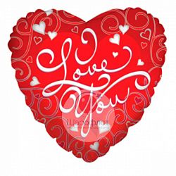 Воздушный шарик из фольги Сердце Любовь Орнамент