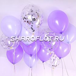 Шары Сиреневые Серебро 30см