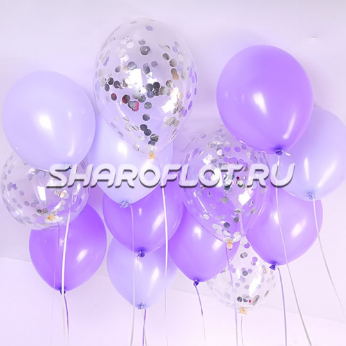 Шары Сиреневые Серебро 30см