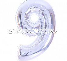 Шар Цифра 9 Серебро 85см
