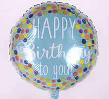 Голубой Круг Happy Birthday 40см