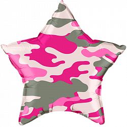 Шар Звезда Камуфляж розовая 45см
