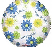 Шар круг «С днем рождения полевые цветы»