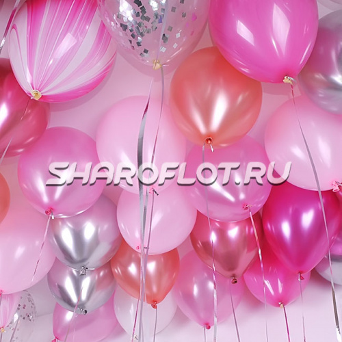 Розовые шары на потолок Ассорти 30см