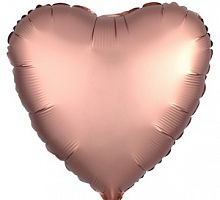 Шар Сердце Розовое Золото сатин 40см