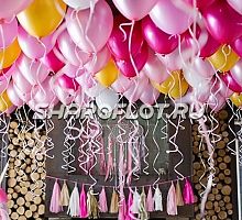 Шары розовые, фуксия, желтые 30см