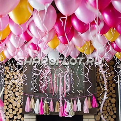 Шары розовые, фуксия, желтые 30см