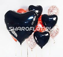 Шар Сердце Черное 80см