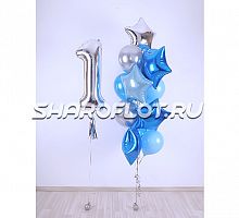 Шары с цифрой и фонтаном мальчику на 1 годик Классика