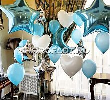 Украшение с большими звездами на выписку из роддома