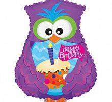 Шар Сова Happy Birthday 60см