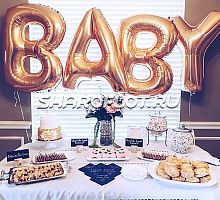 Золотые буквы Baby с гелием 85см