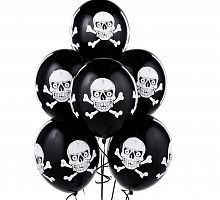 Черные шары Пиратский Череп Белый 30см
