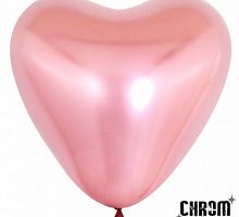 Шар Сердце Хром Розовый 30см